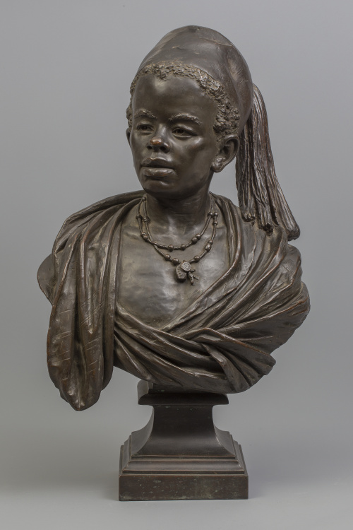 Busto orientalista de niño simulando bronce, S. XIX
