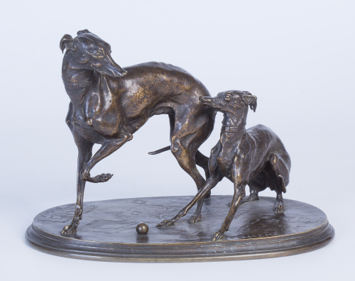Piere Jules Mene (1810-1879), Perro de caza.En bronce.