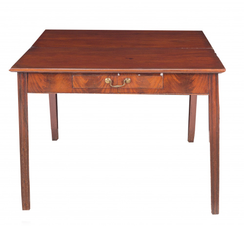 Mesa Jorge III de "gate leg" de madera de caoba y palma de 