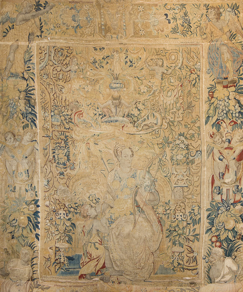 Diana CazadoraTapiz en lana.Trabajo flamenco, S. XVI