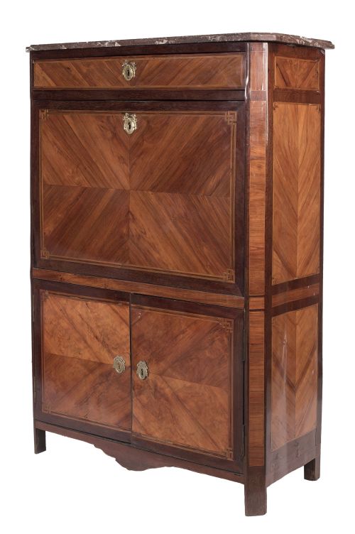 Bureau à abattant Luis XVI de madera de palo de rosa con ta