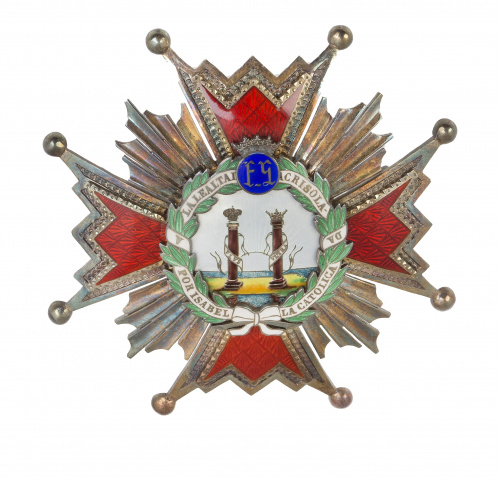 Orden de isabel la católica, placa de la Gran cruz y miniat