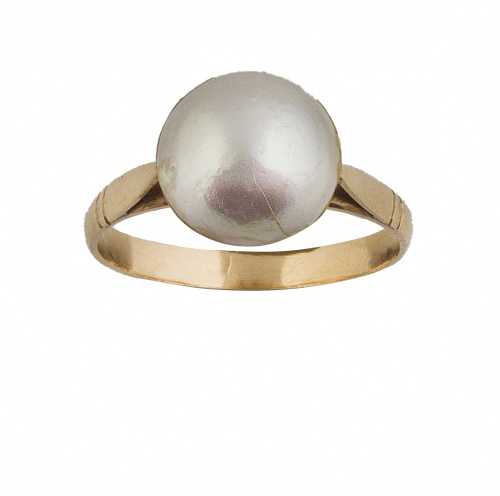 Sortija con perla mabe de 10,80 mm