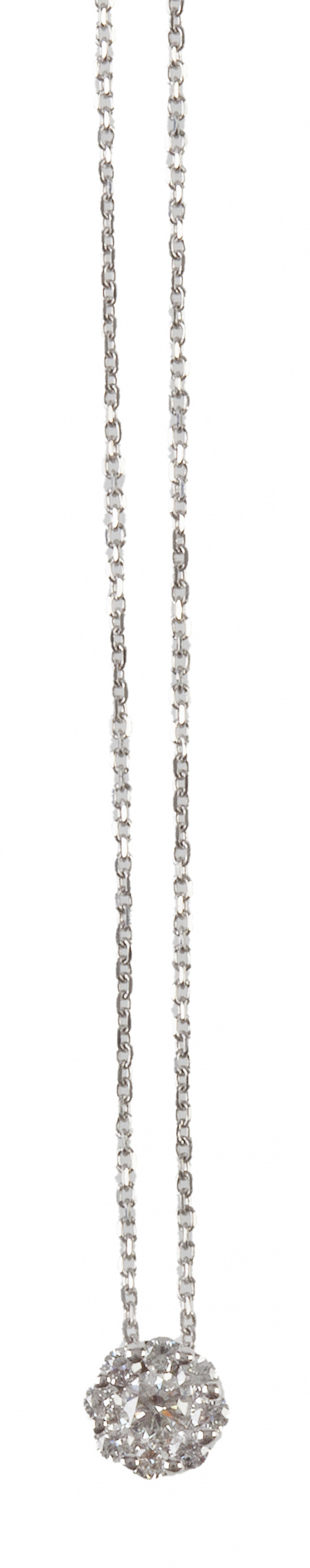 Colgante de rosetón de brillantes con cadena fina