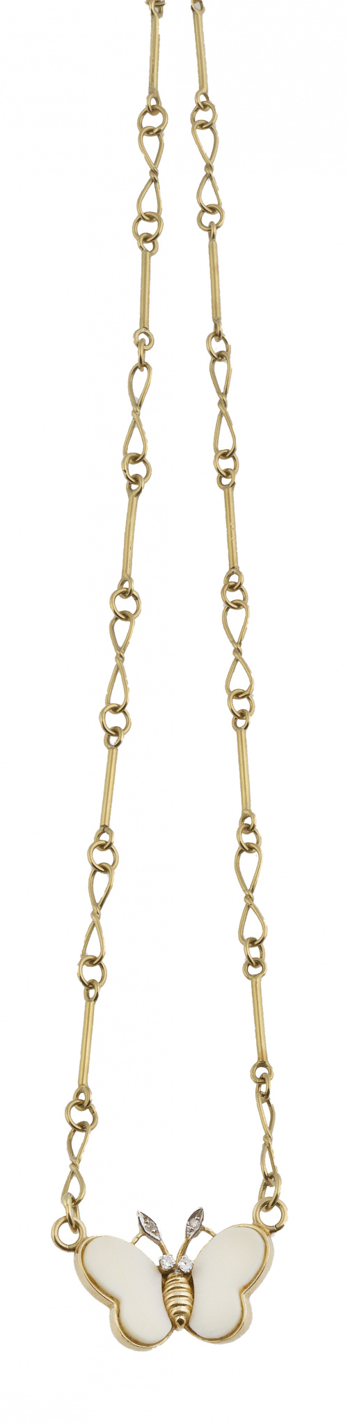 Collar con centro de mariposa de marfil y brillantes como o