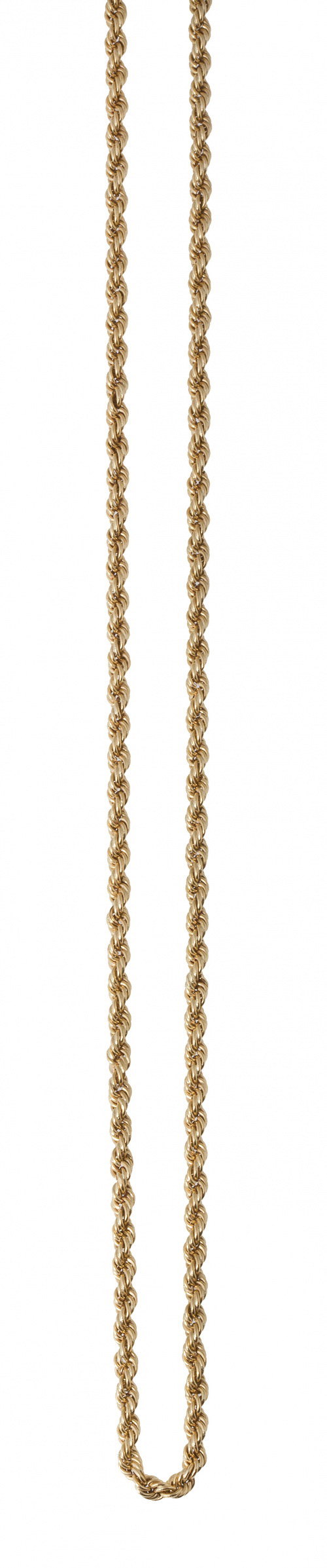Collar largo de cordón rizado en oro amarillo de 18K.