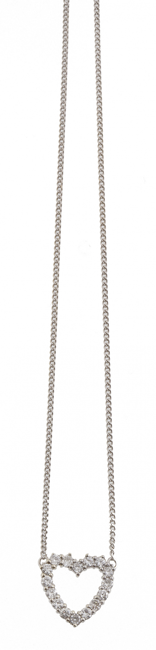 Colgante corazón de brillantes con cadena fina