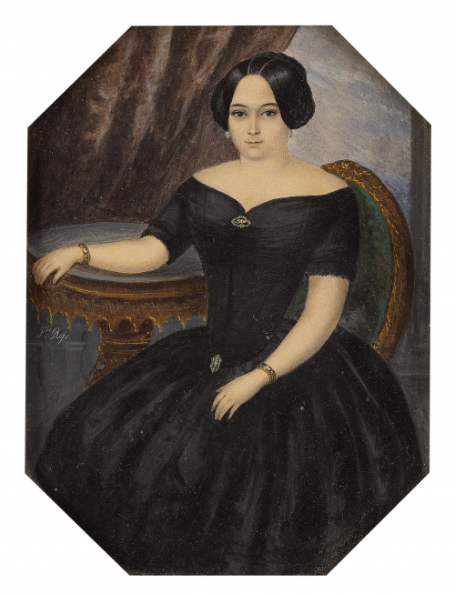 FRANCISCO ROJO MELLADO (Málaga,1817-1890)Retrato de dama 
