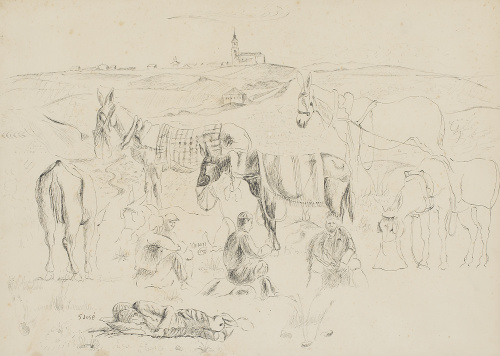 FRANCISCO SAN JOSÉ (Madrid, 1919 - 1981)Campesinos en el c