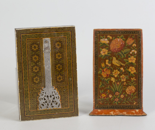 Espejo de viaje en laca, con marquetería de micromosaico Kh