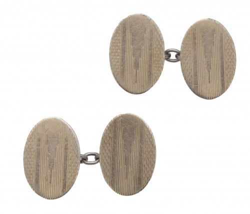 Gemelos dobles de pp. S. XX con óvalos decorados con grabad