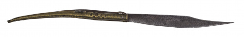 Navaja con cachas de latón y hoja grabada, S. XIX