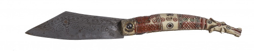 Navaja con cachas y hueso policromadas, con hoja grabada, S