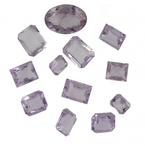 Lote de 12 amatistas de diferentes tamaños talla rectangula