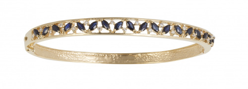 Pulsera rígida con decoración de zafiros talla navette entr