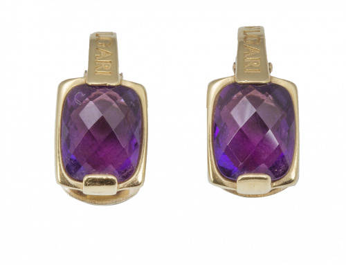 Pendientes BVLGARI con amatista talla rectangular facetada