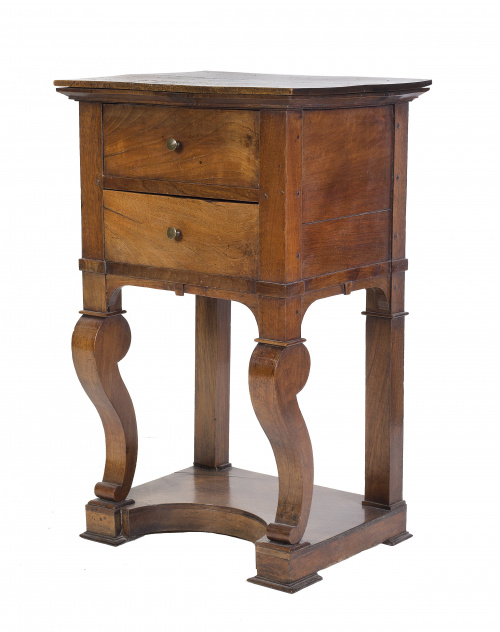 Mesilla de noche Luis Felipe con dos cajones en madera de n