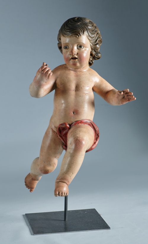 Angelote en madera pino tallada y policromada.España, S. X