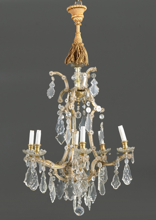 Lámpara María Teresa de siete luces,con armazón Bañado en N