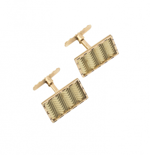 gemelos años 70 con rectángulos que presentan decoración de