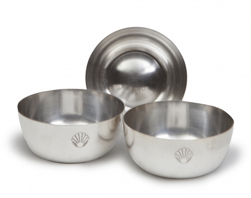Juego de tres lavafrutas en plateado.Walker & Hall. Sheff