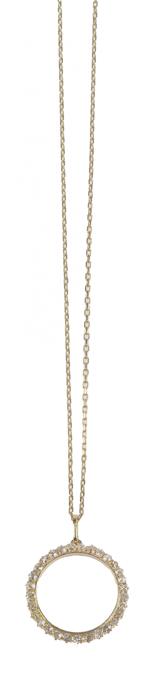 Colgante circular de brillantes de talla antigua y diamante