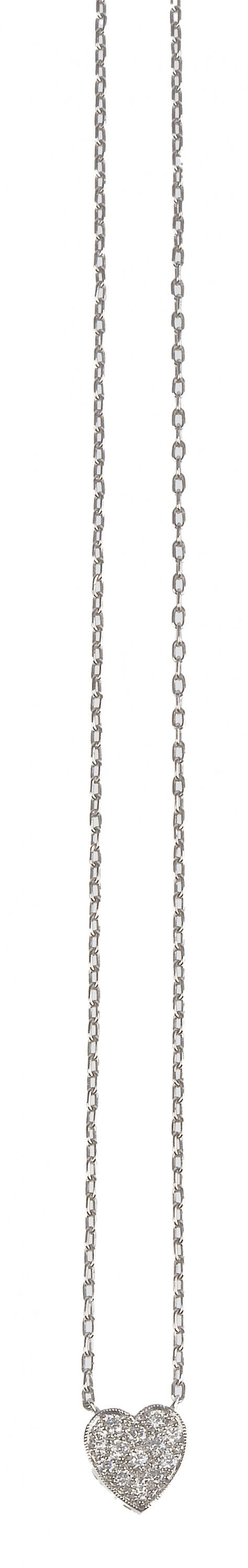 Pendentif con corazón de pavé de brillantes y fina cadena d