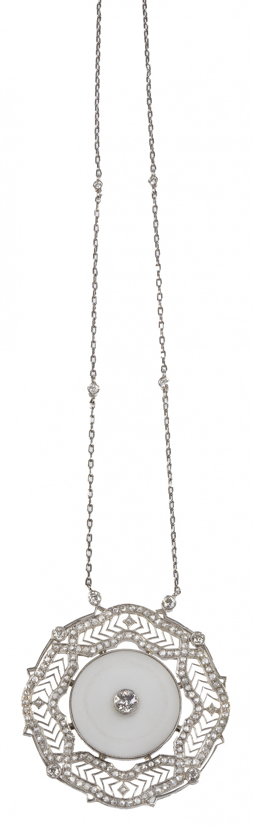 Colgante circular Belle Époque de brillantes con centro de 