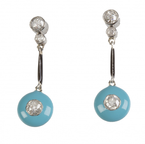 Pendientes largos con chatón de brillante colgante en marco