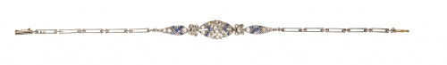 Pulsera Art-Decó de diamantes, brillantes y zafiros calibra