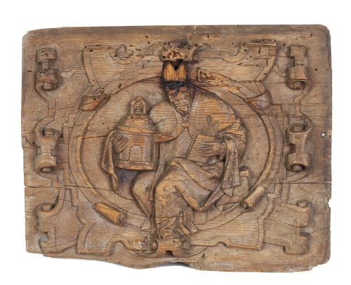 Relieve en madera tallada con santo, h. 1600.