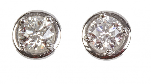 Pendientes dormilonas de brillantes en montura de cuatro ga