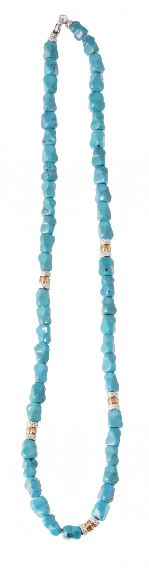 Collar de un hilo de turquesas americanas irregulares con e