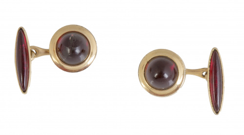 Gemelos KREMETZ años 40 con cabuchón de resina roja