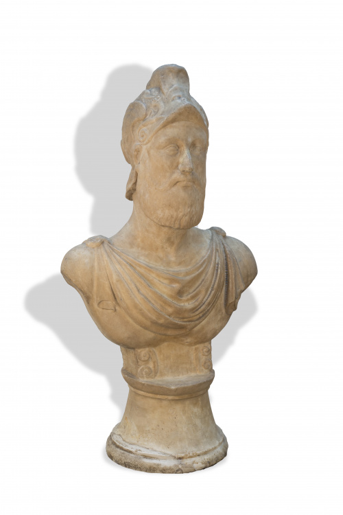 Busto en mármol representando al dios de la guerra Ares. 