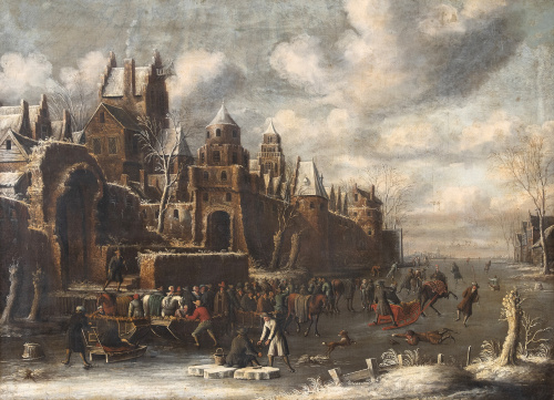 THOMAS HEEREMAS (Haarlem 1641-1702)Escena en un río helad