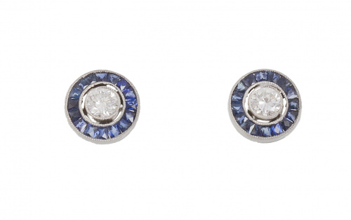 Pendientes ojos de perdiz con brillante  central de 0,50 ct