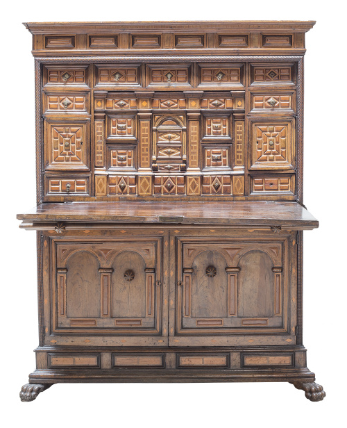 Arquimesa en madera de nogal y marquetería de limoncillo de