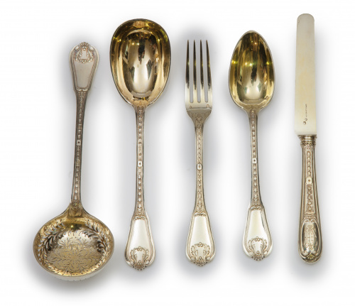 Cubertería Luis Felipe de merienda en plata vermeille, ley 