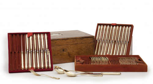 Cubertería Luis Felipe de merienda en plata vermeille, ley 