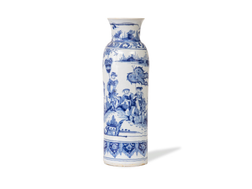 Jarrón en cerámica esmaltada en azul y blanco.Delft, S. X