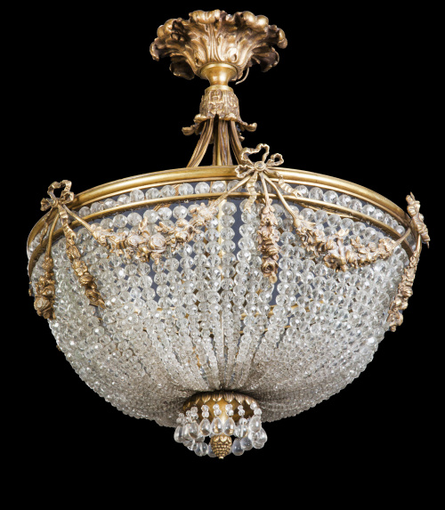 Lámpara en cristal y bronce de estilo Luis XVI 