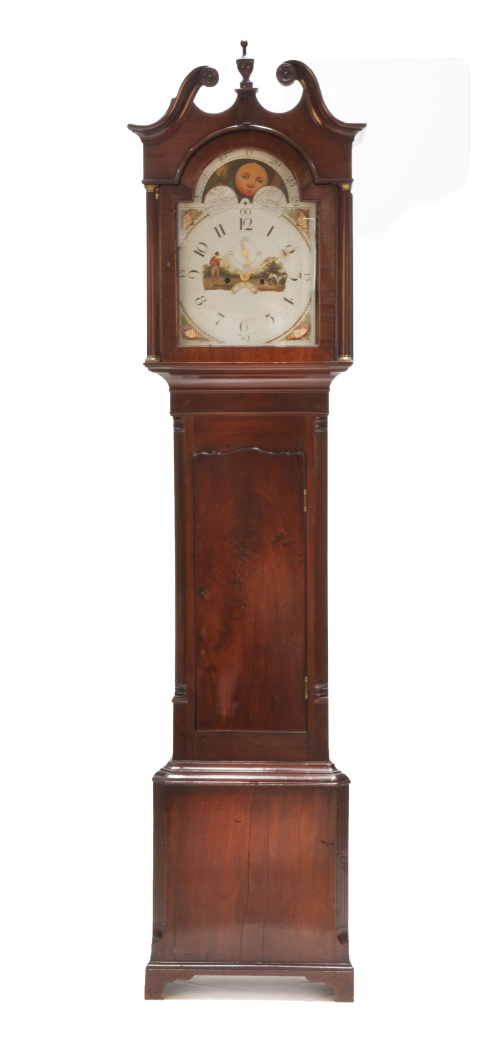 Reloj de caja alta, con esfera lunar.Inglaterra, S. XIX.