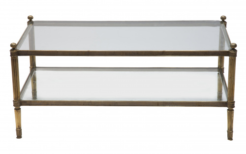 Mesa de centro moderna en metal y cristal, S. XX