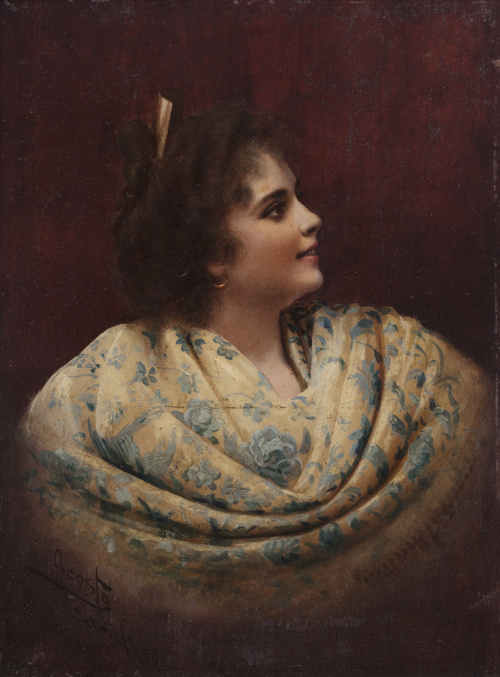ESCUELA ANDALUZA, h. 1900Andaluza con mantón de manila