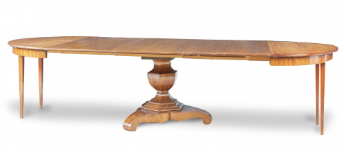Mesa de comedor de Biedermeier con pedestal central tallado