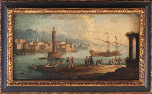 ESCUELA ITALIANA, SIGLO XVIIIDesembarco en una ciudad por