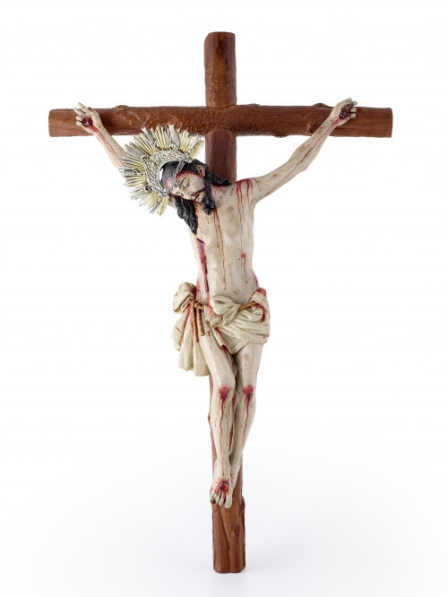 “Cristo”Escultura en madera tallada y policromada, con cl