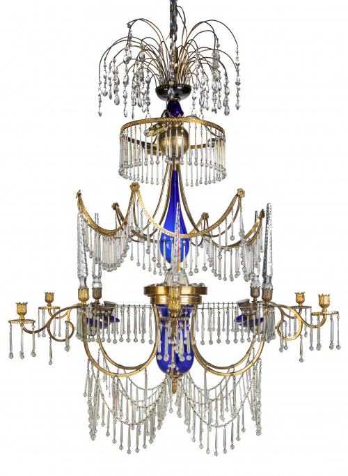 Lámpara de seis brazos y catorce luces de estilo neoclásico