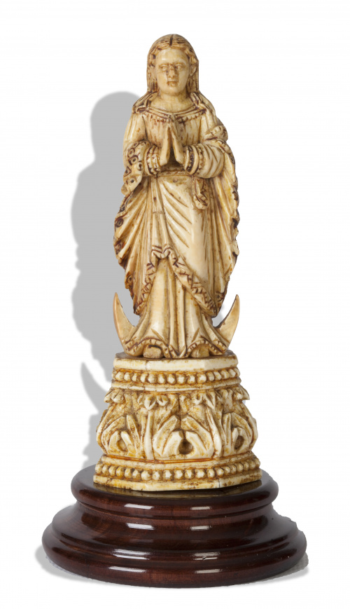 "Inmaculada".Marfil tallado.Trabajo indoportugués, S. X